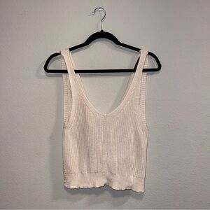 Lulu's Crochet Knit Tank Crop with an Open Back Knot, size M